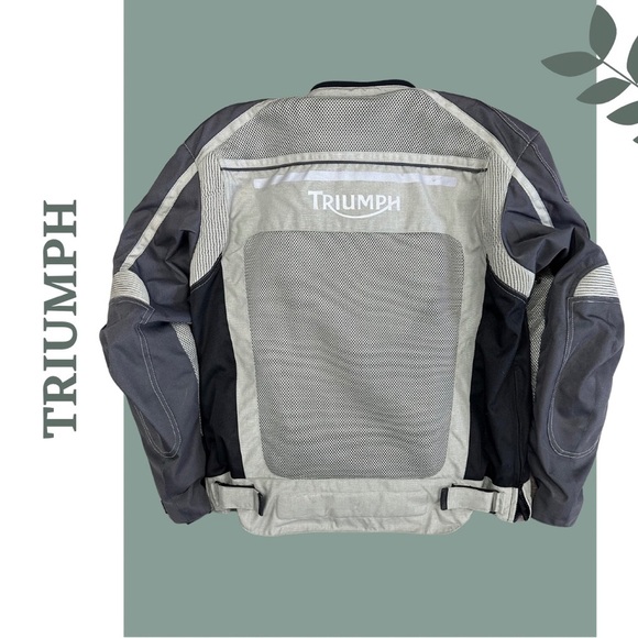 Triumph Gray and Black Men's Motorcyle Jacket CE Protectors size Large - Picture 2 of 16